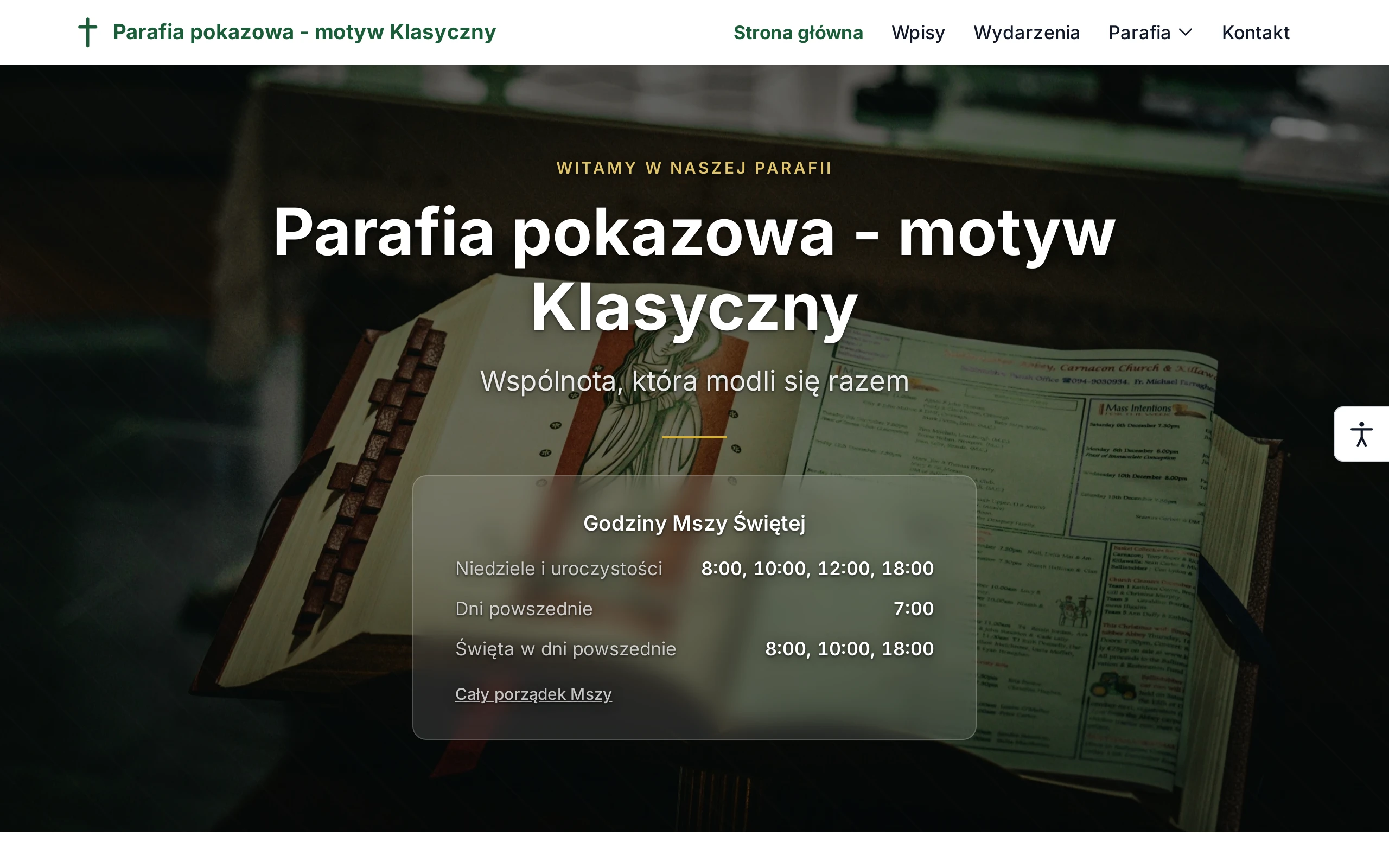 Strona internetowa parafii w motywie Klasyczny na ekranie komputera