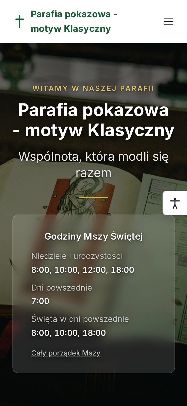 Ta sama strona parafii na ekranie telefonu