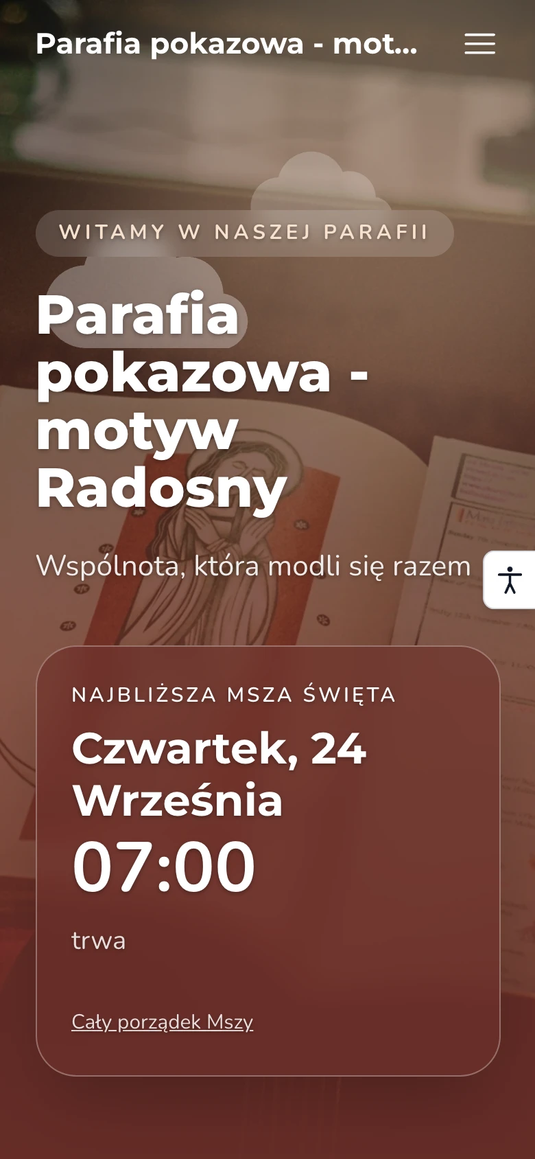 Ta sama strona parafii na ekranie telefonu