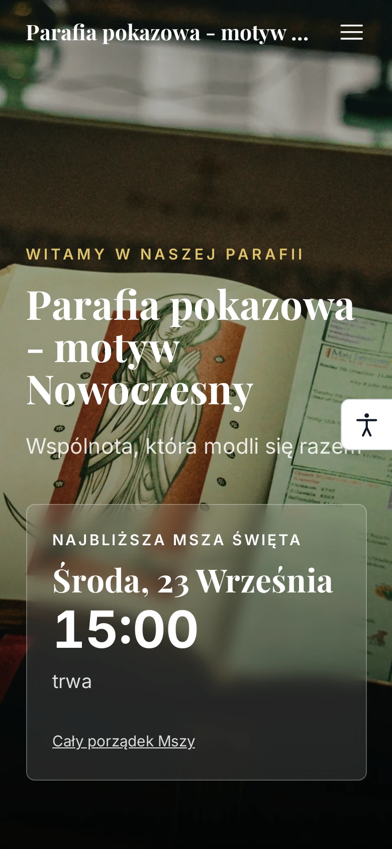 Ta sama strona parafii na ekranie telefonu