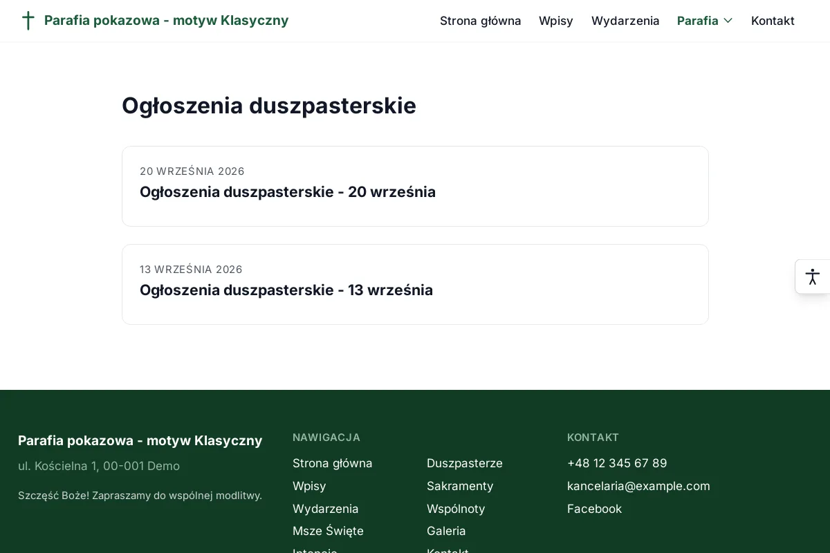 Ogłoszenia duszpasterskie